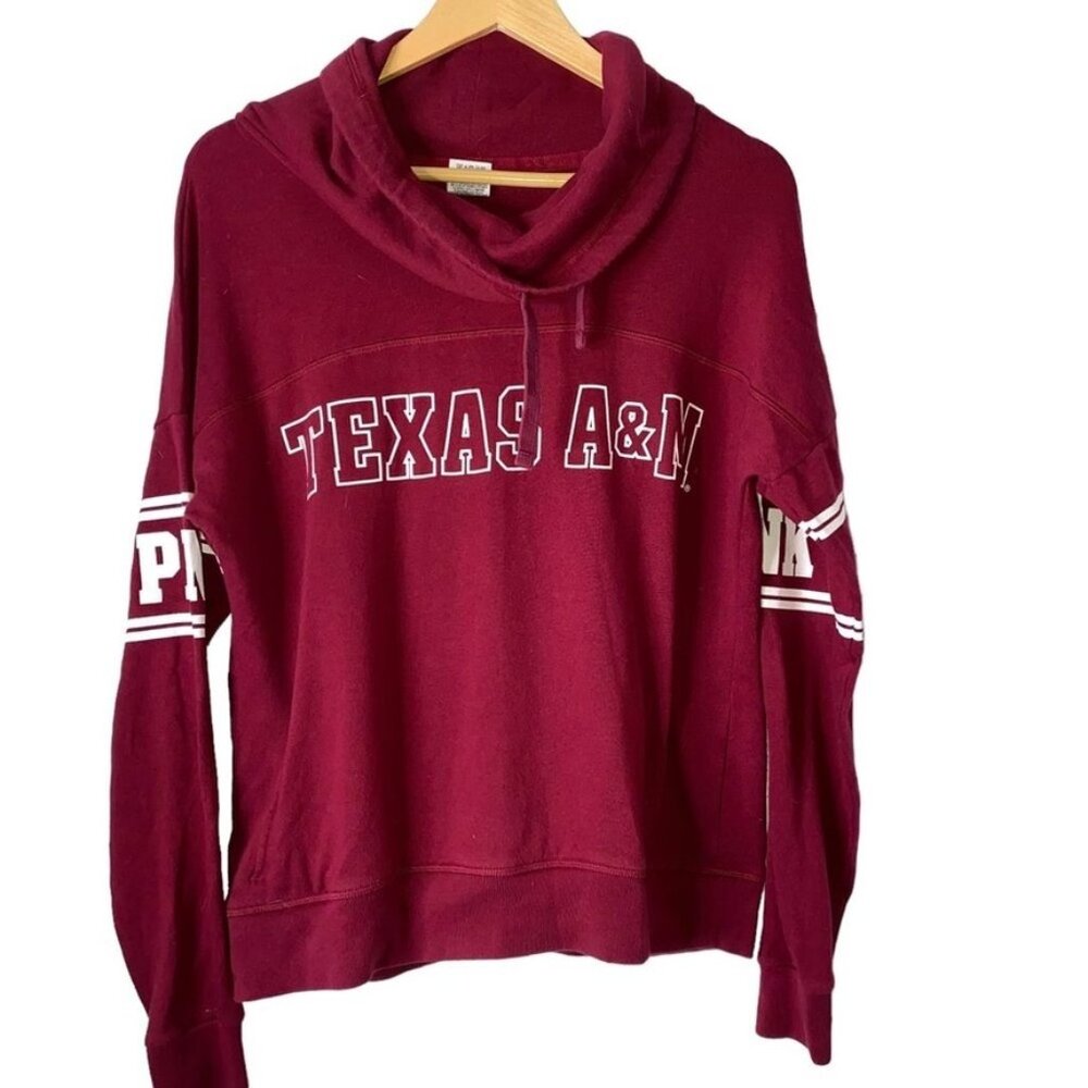 Victoria’s Secret Pink Sweatshirt Women Small Texas A&M Cowl Neck